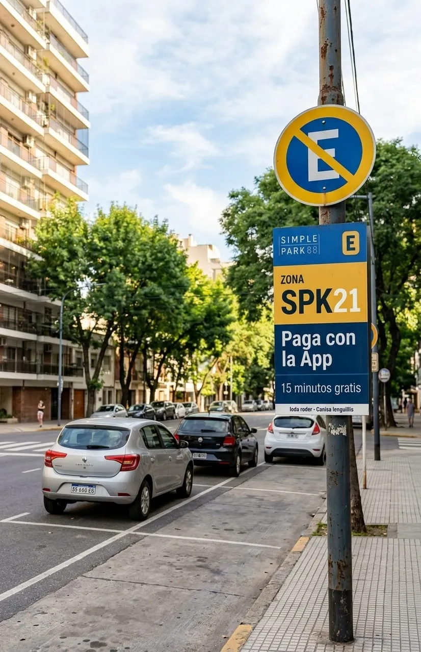 Señalética de zona de estacionamiento SimplePark en una calle de Zapallar